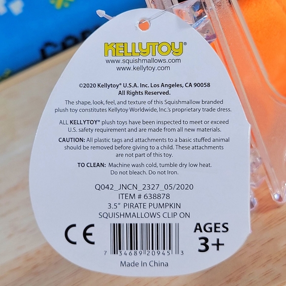 Squishmallow Paxton the Pirate Pumpkin 3.5" Clip Halloween Very HTF Plush NWT - Picture 10 of 10